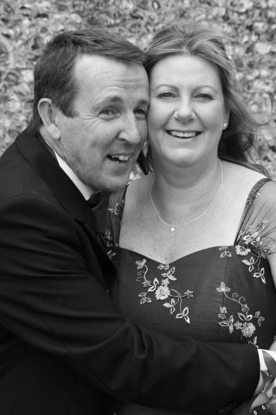 Tracy AFTER Make- Up on the Wedding day with her lovely Hubby Barry!